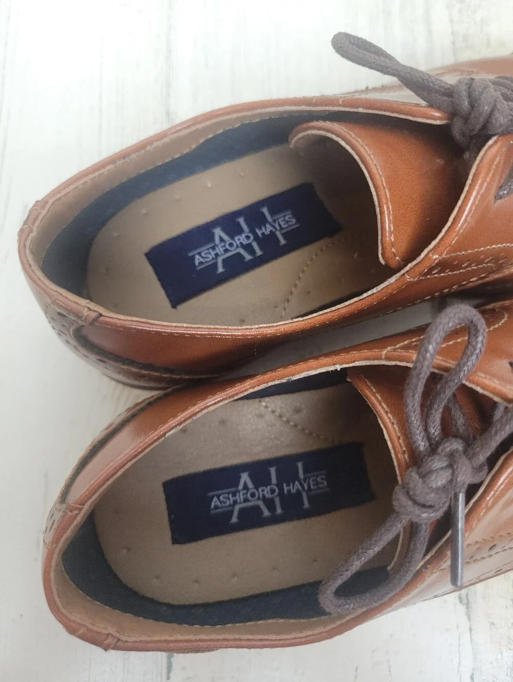 Ashford Hayes Boy's Tan Leather Cap-Toe Oxford Dress Shoes Size 4